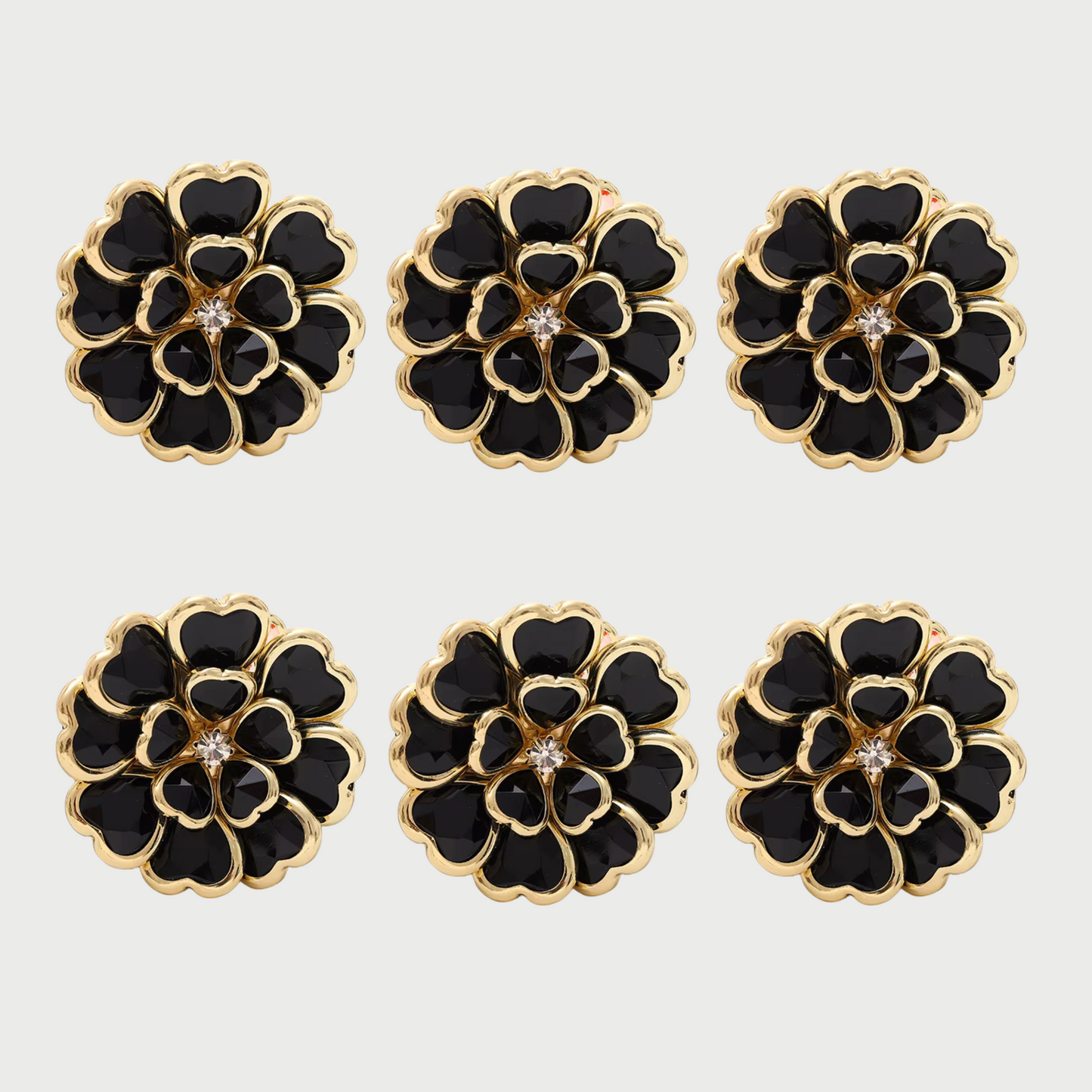 FLOWER BUTTON COVERS BLACK